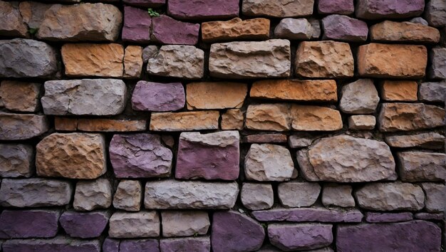 tessitura di parete in pietra con sfondo arancione e viola foto