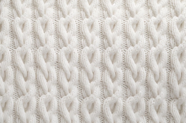 Tessura di abiti a maglia fatti a mano di lana morbida bianca Illustrazione generativa di IA