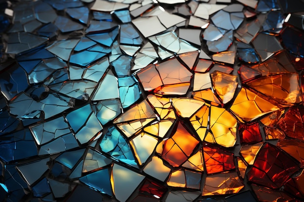 Tessura di mosaico di vetro frantumato in tonalità frammentate in stile artistico