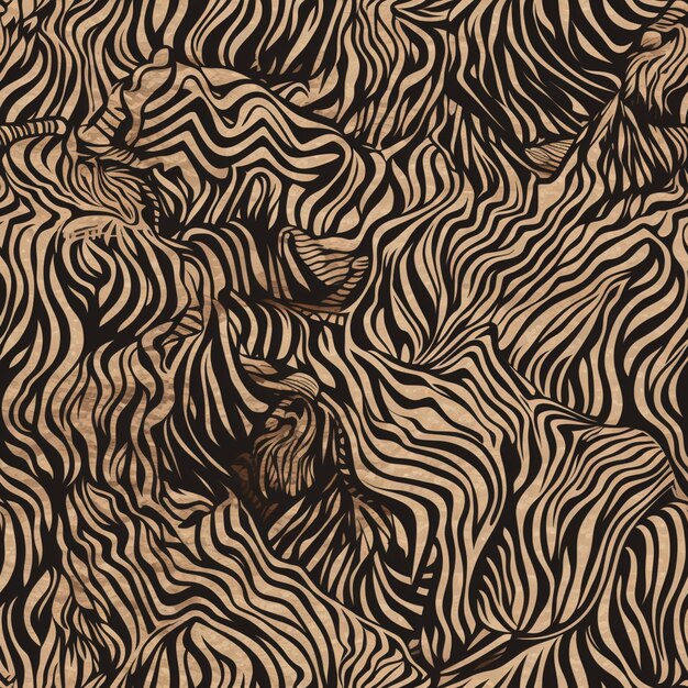 Tessuto a stampa zebra con un disegno marrone e nero AI Generative