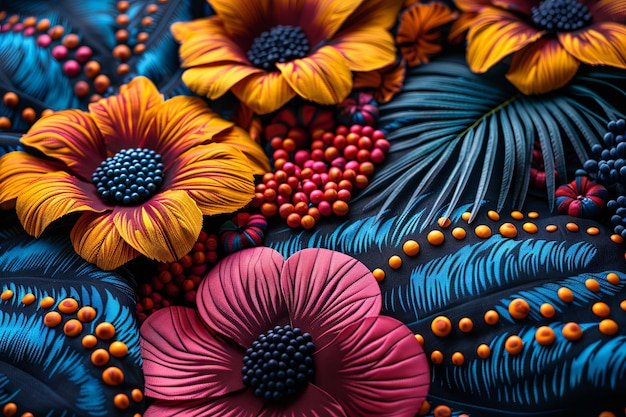 Tessuto africano colorato con disegni floreali