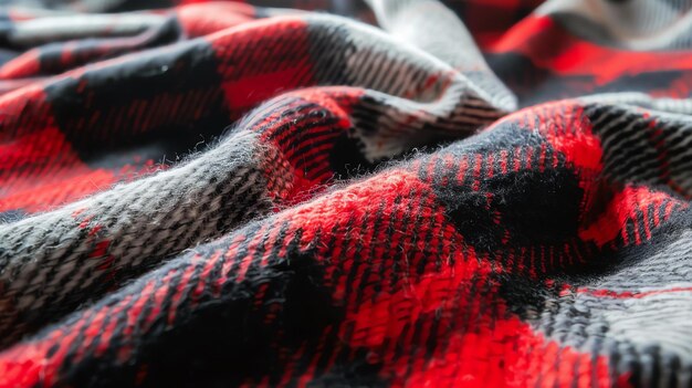 tessuto di lana rossa e nera morbido e caldo perfetto per un cappotto o una coperta d'inverno