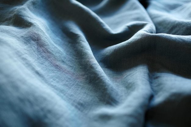 Tessuto di lino con pieghe colore turchese texture di sfondo