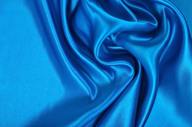 Tessuto di raso blu naturale come trama di sfondo