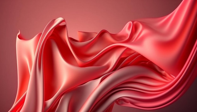 Tessuto di seta rossa con una morbida onda di luce.