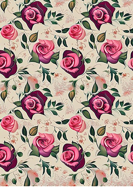 tessuto floreale senza cuciture tessuto botanico a sfondo tessile con rose con viti e foglie