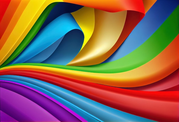 Tessuto ondulato colorato Rainbow LGBT bandiera sfondo orgoglio Generativo ai