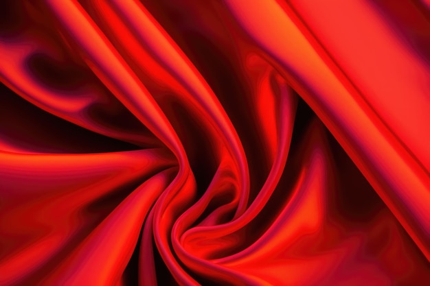 Tessuto rosso con un vortice di linee chiare e scure.