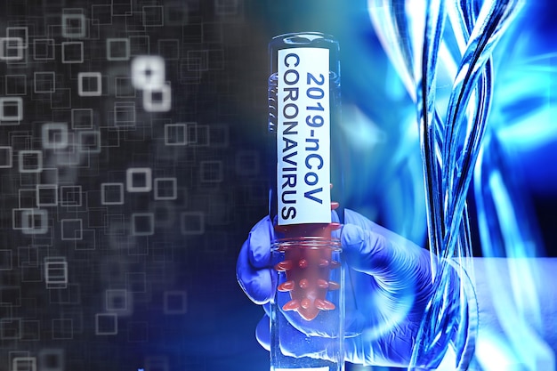 test di concetto coronavirus covid-19, rischio biologico, rischio chimico, imitazione di laboratorio