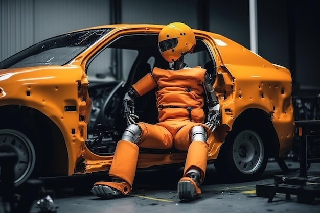 Test di sicurezza Crash Dummy in Test Car Simulation Generative AI