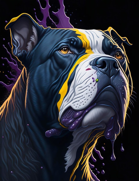 testa di bulldog in stile acquerello rendering 3d