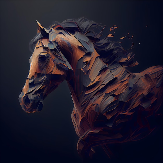 Testa di cavallo in stile astratto su sfondo scuro illustrazione