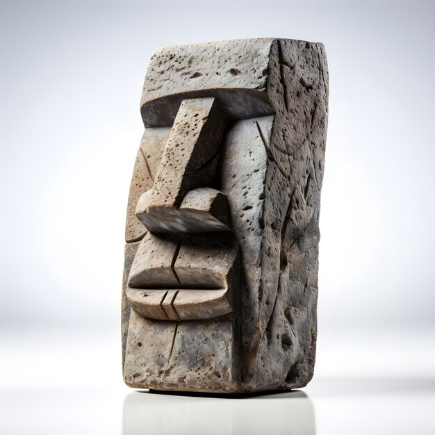 Testa di moai busto oggetto di pietra isolato su sfondo bianco