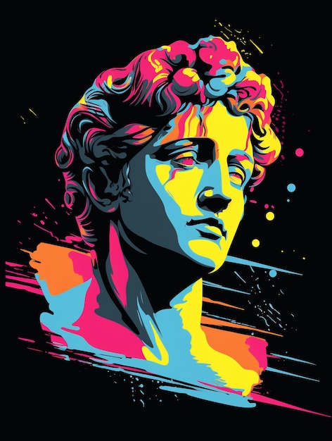 Testa di statua di gesso Pop Art Vaporwave Style