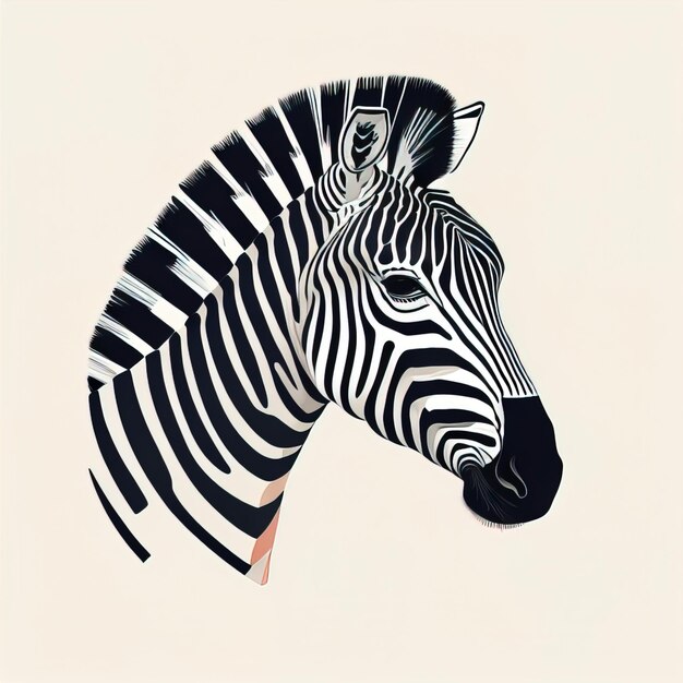 Testa di zebra isolata su sfondo bianco Illustrazione vettoriale disegnata a mano ai generative