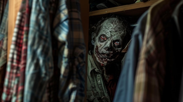 Testa di zombie inquietante trovata nell'armadio
