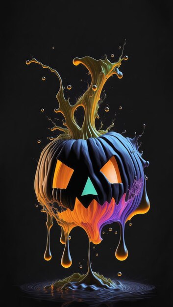 testa di zucca artistico colorato gocciolamento dell'acqua splash immagine 3d