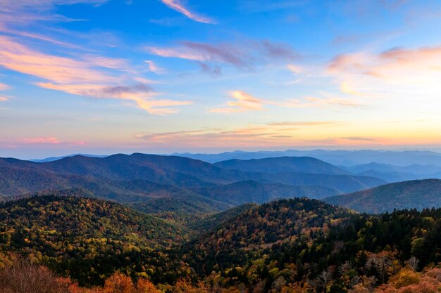 Testimonianza del tramonto sulla Blue Ridge Parkway