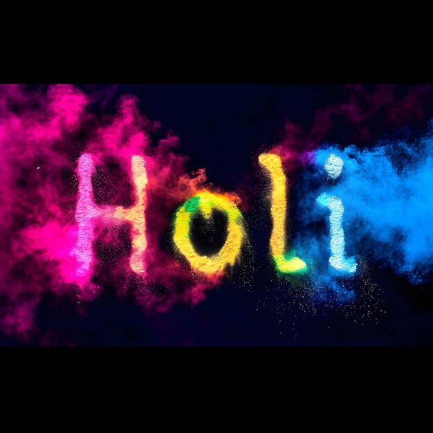 Testo ad acquerello Happy Holi Illustrazione della festa dei colori Holi migliori auguri sfondo