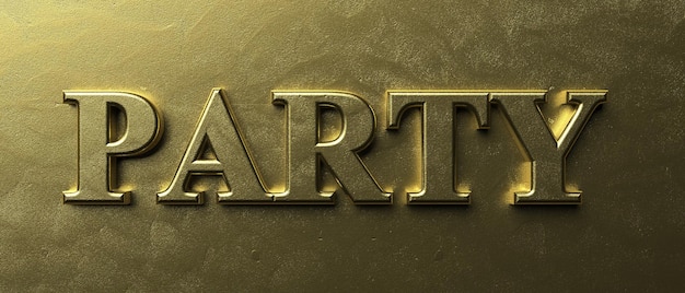 Testo color oro party su sfondo dorato di lusso illustrazione 3d