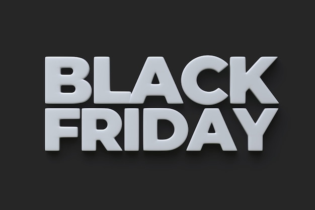 Testo del Black Friday su sfondo nero 3D rendering illustrazione