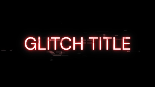 Testo del titolo del glitch di rendering 3D con effetti di schermo di glitch tecnologici