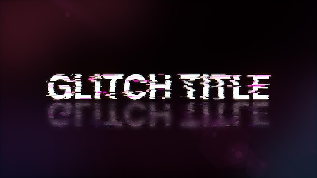 Testo del titolo del glitch di rendering 3D con effetti di schermo di glitch tecnologici