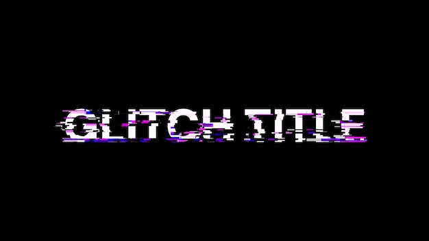 Testo del titolo del glitch di rendering 3D con effetti di schermo di glitch tecnologici