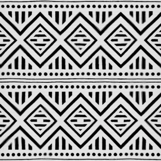 Testo di tessuto a modello etnico tradizionale nero e bianco materiale senza cucitura