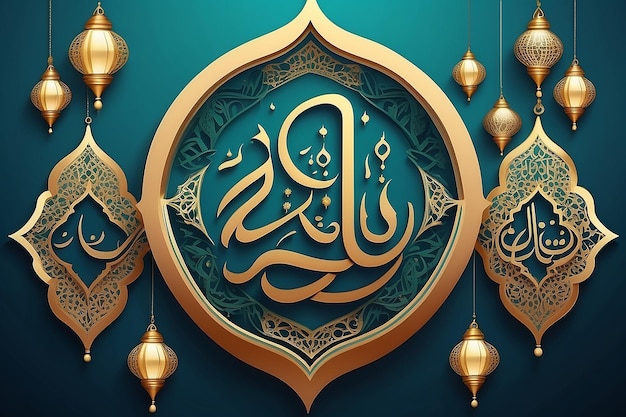 Testo grafico islamico Happy Eid Mubarak su sfondo bianco isolato in carattere arabo in ramadan kareem