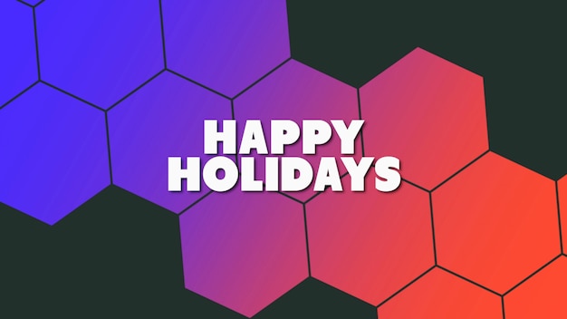 Testo Happy Holidays su sfondo moda e minimalismo con forma geometrica. Stile di illustrazione 3D elegante e di lusso per vacanze e modelli aziendali