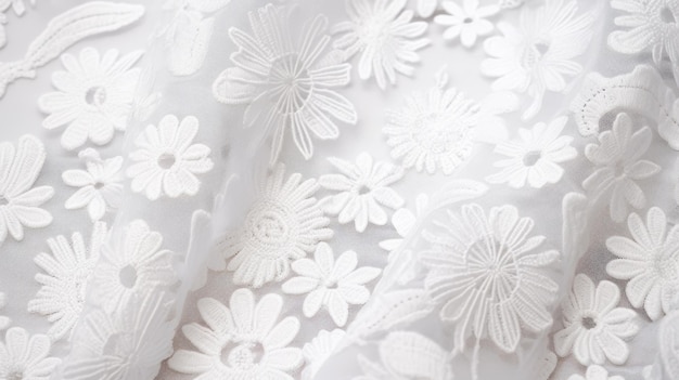 Testo ricamato a fiori bianchi meticolosamente progettato per i costumi delle fate