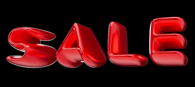 Testo VENDITA rosso e lucido isolato su sfondo nero Elemento ritagliato Lettere 3D Offerta speciale Buon prezzo Tempo per lo shopping Venerdì nero Vendita Sconto rendering 3D