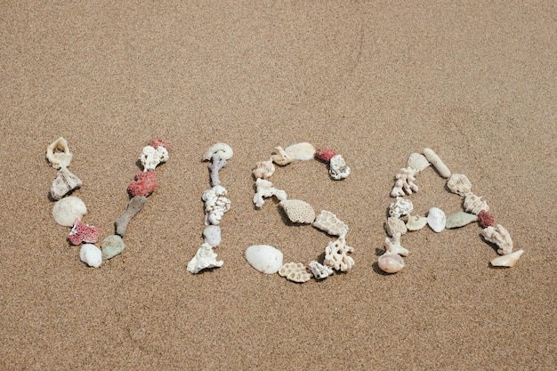 Testo VISTO realizzato dalla spiaggia sabbiosa di Shellson