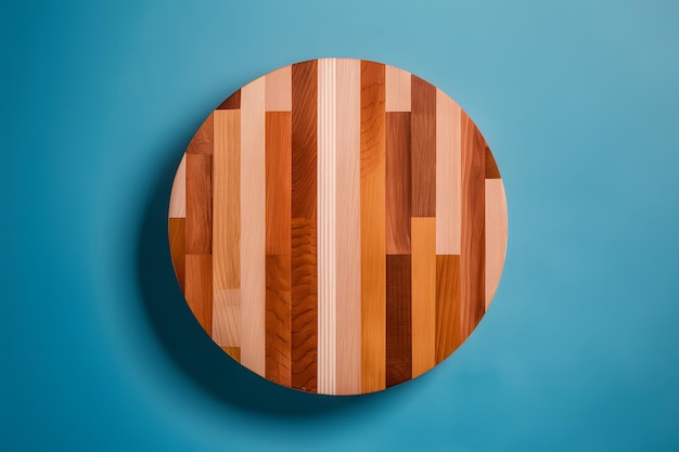 Testura astratta di tavolo in legno su sfondo blu vista superiore