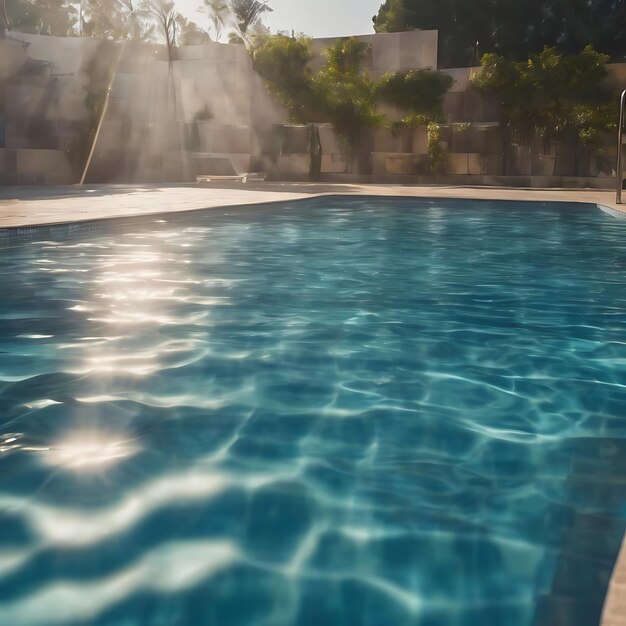 Testura dell'acqua della piscina sullo sfondo della luce solare