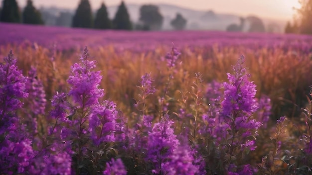 Testura selettiva di focalizzazione di fiori viola giardini di campo sfondo autunnale