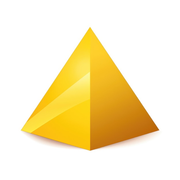 Tetraedro giallo vibrante Un'icona vettoriale sorprendente con ombra piatta su uno sfondo bianco solido