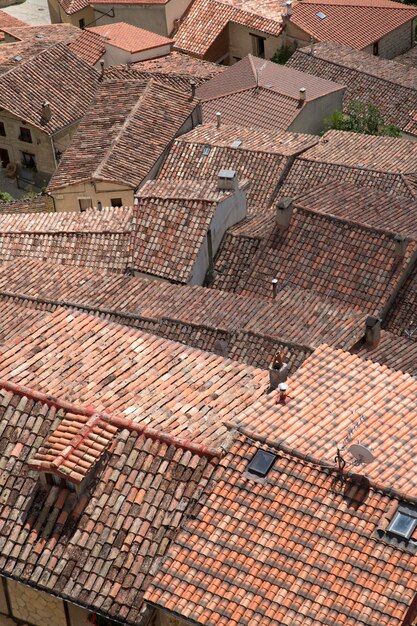 Tetti nel villaggio di Frias, Burgos, Spagna