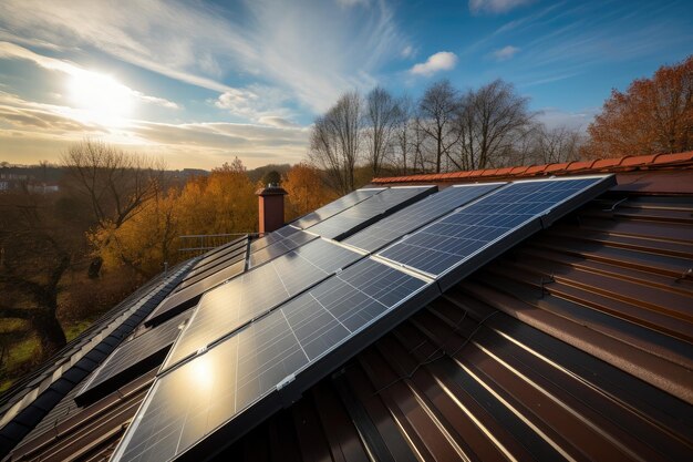 Tetto con pannelli solari che forniscono energia per la nuova casa