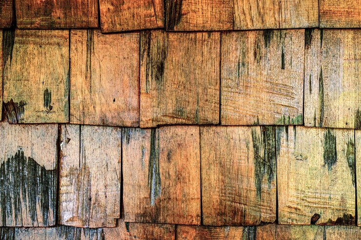 Foto tetto in legno colore marrone antico