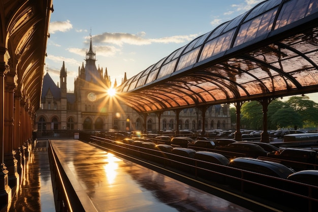 tetto trasparente della stazione ferroviaria centrale con fotografia professionale di Flying Scotsman