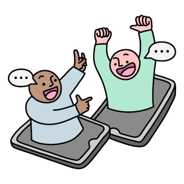 Texting character png doodle sticker concetto di social media su sfondo trasparente