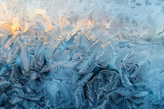 Texture astratte di ghiaccio su un finestrino di un'auto in inverno