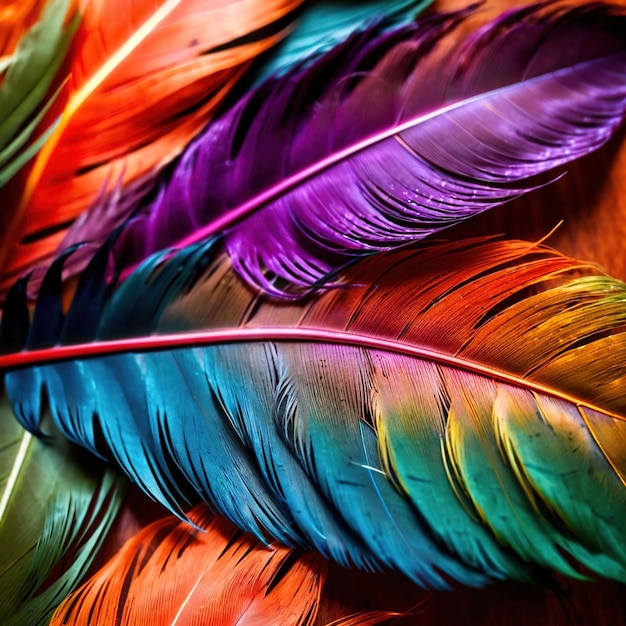Texture colorate di piume d'uccello sullo sfondo colori in stile pavone