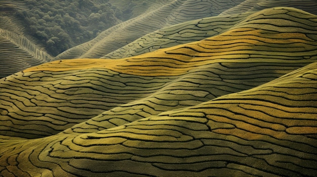 Texture del paesaggio della piantagione di tè vista dall'alto
