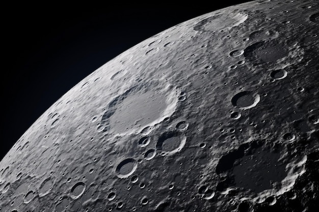 Texture della superficie lunare Texture della luna Texture dello sfondo Luna Texture di primo piano Luna Texture nera Luna Texture carta da parati Terra lunare Testura AI Generativa