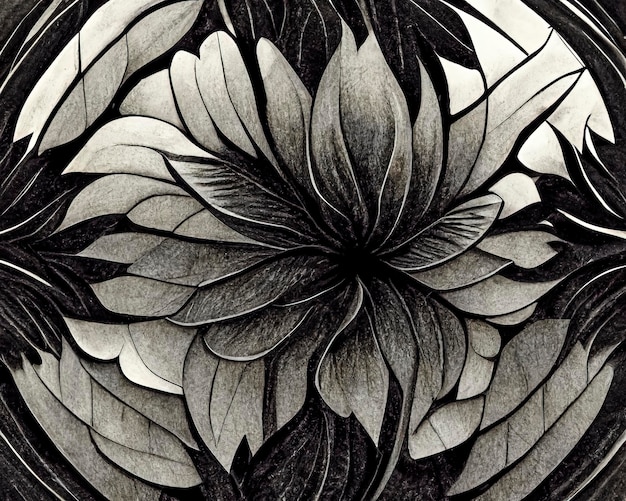 texture di carta di riso con fiore disegnato con inchiostro nero, sfondo creativo giapponese