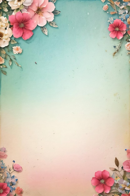 Texture di carta retro vintage con fiori ad acquerello