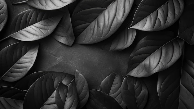 Texture di foglie nere astratte per sfondo di foglie tropicali